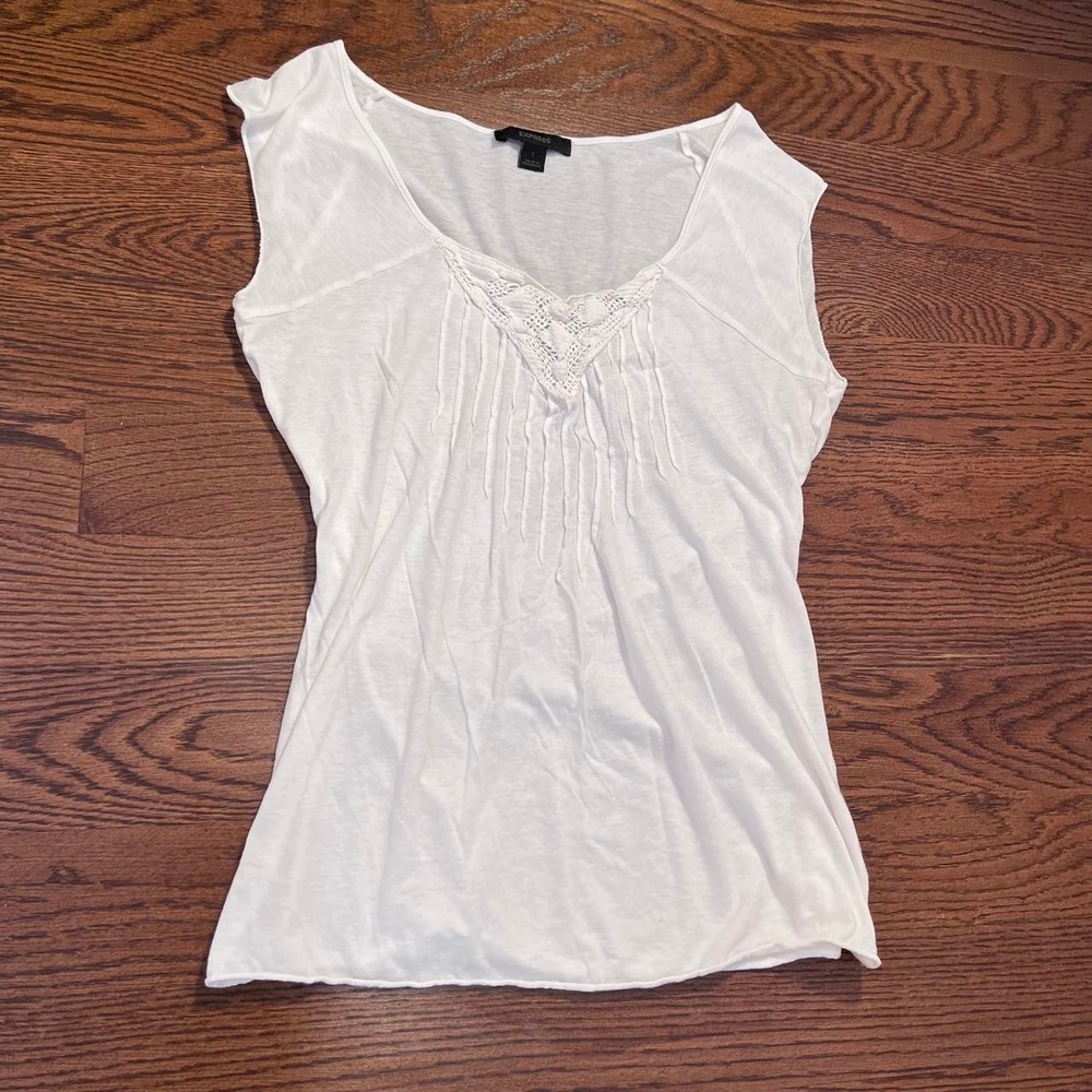 y2k white lace boho cap sleeve flowy top large